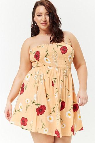 Forever21 Plus Size Smocked Floral Print Dress