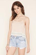 Forever21 Striped Crochet-hem Cami
