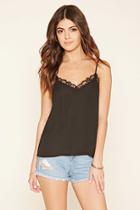 Forever21 Women's  Black Eyelash Lace Cami