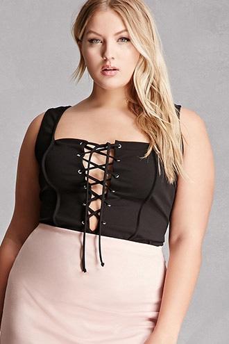 Forever21 Plus Size Lace-up Tank Top