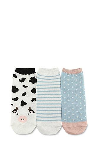 Forever21 Cow Graphic Ankle Socks - 3 Pack