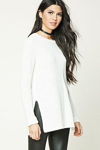 Forever21 Women's  Vented-hem Boxy Sweater