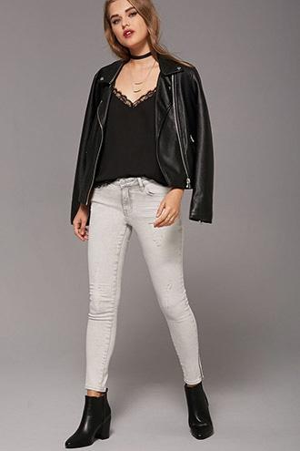 Forever21 Women's  Skinny Ankle Zipper Jeans