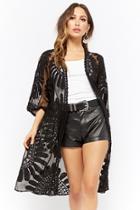 Forever21 Sheer Embroidered Open-front Duster