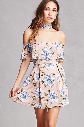 Forever21 Tropical Print Choker Dress