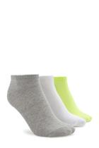 Forever21 Women's  White & Lime Active Ankle Socks - 3 Pack