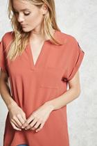 Forever21 High-low Split Neck Blouse