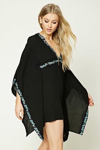 Forever21 Embroidered Dolman-sleeve Dress