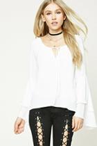 Forever21 Tie-front Tiered Sleeve Top