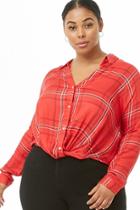 Forever21 Plus Size Twisted-hem Plaid Shirt