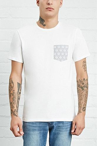 21 Men Men's  Geo Print Pocket Cotton Tee