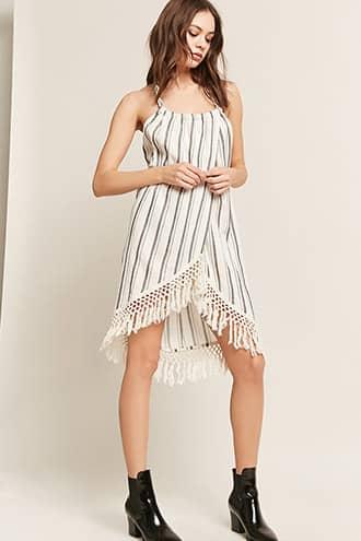 Forever21 Z&l Europe Stripe Fringe Halter Dress