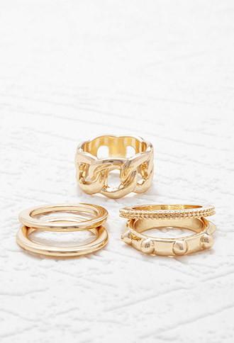 Forever21 Etched Ring Set (gold)