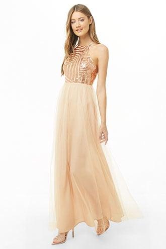 Forever21 Metallic Sequin & Tulle Maxi Dress