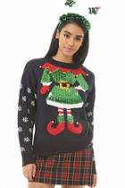 Forever21 Sequin Elf & Snowflake Sweater