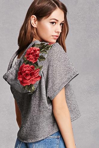 Forever21 Embroidered Cropped Hoodie