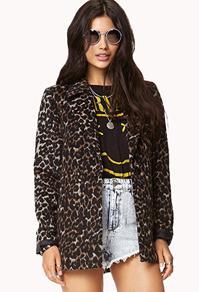 Forever21 Leopard Print Pea Coat