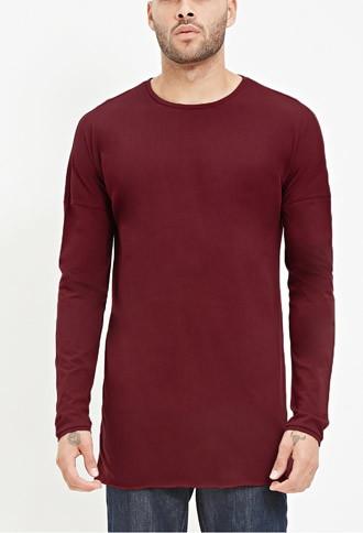 21 Men Raw-hem Longline Tee