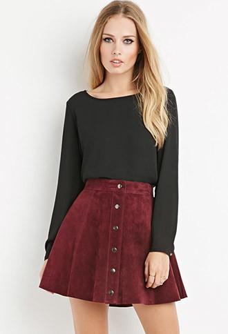Forever21 Women's  Cutout-back Blouse (black)