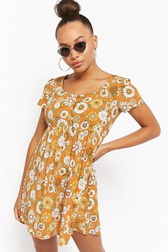Forever21 Flare Hem Floral Mini Dress