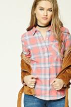 Forever21 Women's  Tartan Plain Flannel Shirt