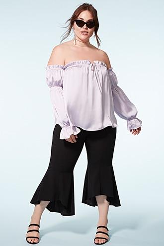 Forever21 Plus Size Satin Peasant Blouse