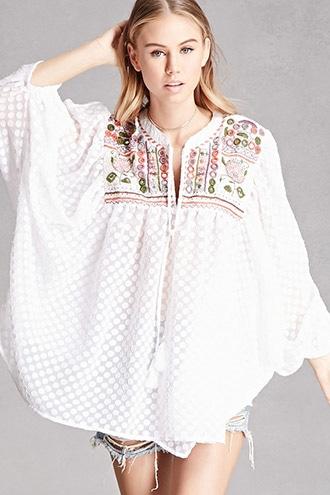 Forever21 Arynk Embellished Peasant Top