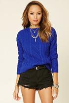Forever21 Women's  Royal Cable Knit Sweater