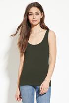 Forever21 Women's  Dark Olive Stretch Knit Tank