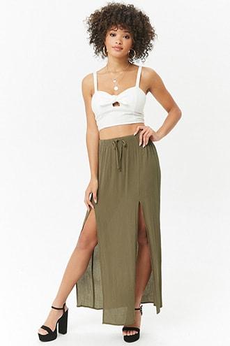 Forever21 Crinkled M-slit Maxi Skirt
