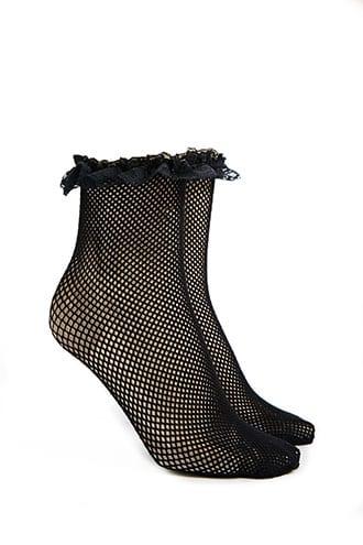 Forever21 Sheer Lace-trim Crew Socks