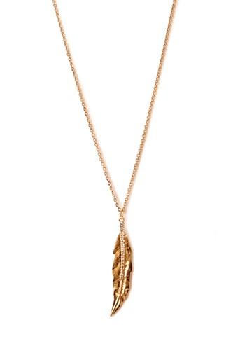 Forever21 Feather And Rhinestone Pendant Necklace