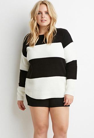 Forever21 Plus Chunky Knit Striped Sweater