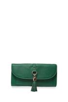 Forever21 Green Faux Leather Tassel Wallet
