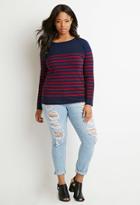 Forever21 Plus Women's  Classic Striped Sweater (navy/red)