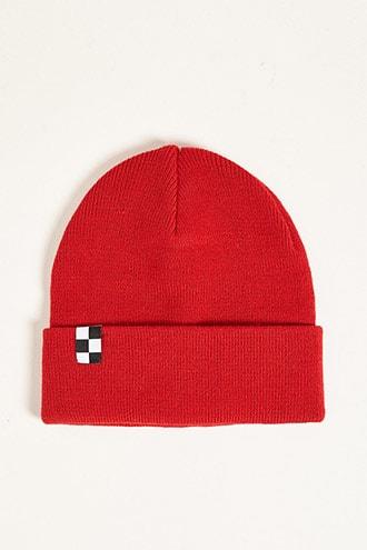 Forever21 Checker Graphic Ribbed Knit Beanie