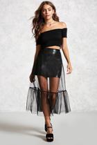 Forever21 Mesh & Faux Leather Maxi Skirt