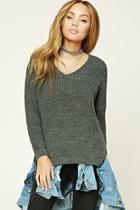 Forever21 Women's  Charcoal Purl Knit Sweater