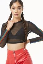 Forever21 Rainbow Striped Mesh Crop Top