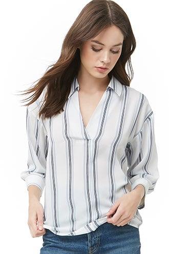 Forever21 Chiffon Striped Tie-back Top