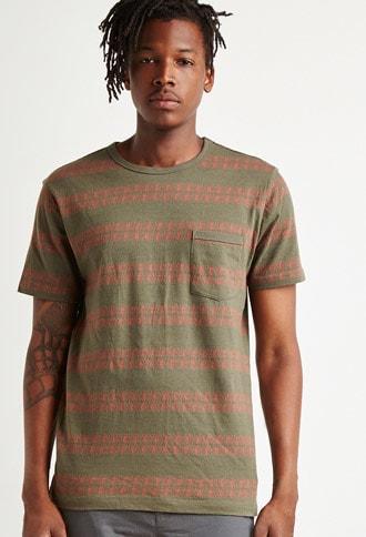Forever21 Geo-striped Pocket Tee