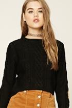 Forever21 Women's  Elbow-patch Cable-knit Sweater