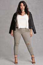 Forever21 Plus Women's  Olive Plus Size Mid-rise Jeans