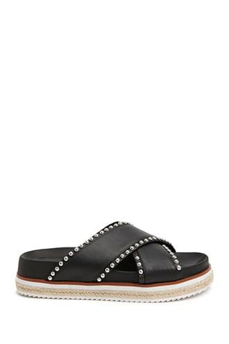 Forever21 Faux Leather Studded Flatform Sandals