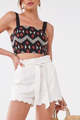 Forever21 Scalloped Paperbag Shorts