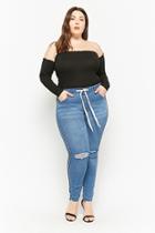 Forever21 Plus Size Striped Drawstring Jeans