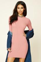Forever21 Women's  Mauve Ribbed Knit Bodycon Dress