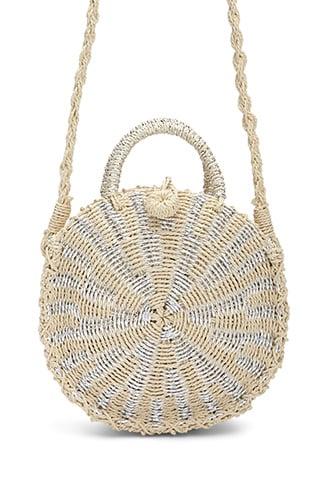 Forever21 Metallic Circle Straw Satchel