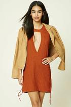 Forever21 Women's  Rust Cutout-front Sweater Dress