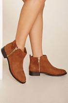 Forever21 Women's  Taupe Zippered Ankle Booties